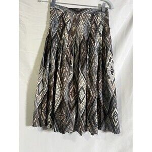JAEGER LONDON VTG WOOL GEOMETRIC MULTICOLOR BUTTON CLOSURE SKIRT SZ UK 10-US 6